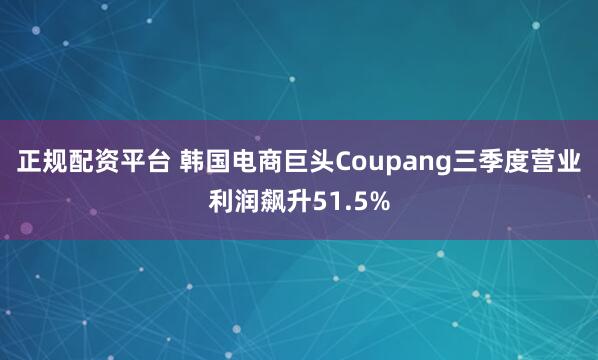 正规配资平台 韩国电商巨头Coupang三季度营业利润飙升51.5%